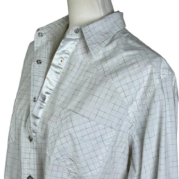 Roper Shirt Women Size 1X White Long Sleeve Faceted Snaps Color Checks Western - Picture 7 of 12